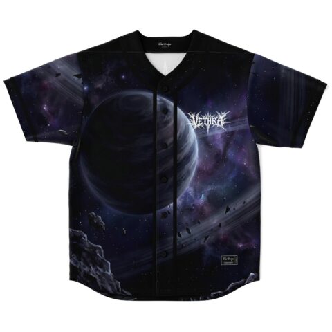 Deep space jersey front with purple planet, starfield, and VETHRA chest text, displayed flat