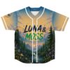 Luna & Moss rave baseball jersey — serene forest, golden sunset – back view