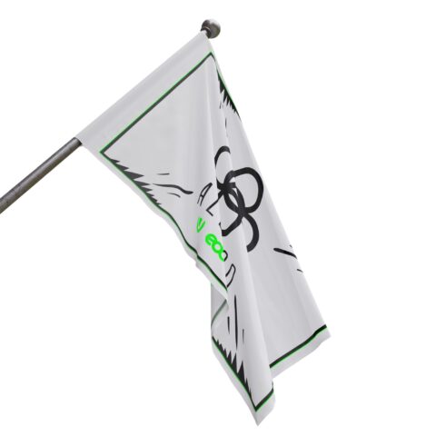 Alesso rave flag — alesso interlocking, off white – back view