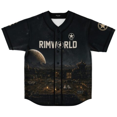 rave baseball jersey — sci fi, black space – back view