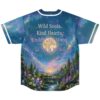 rave baseball jersey — celestial fantasy, teal blue – back view