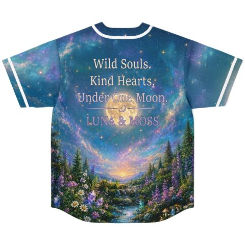 rave baseball jersey — celestial fantasy, teal blue – back view