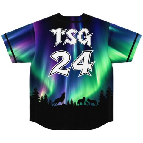 rave baseball jersey — northern lights, black – back view