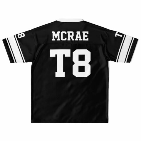 rave football jersey — sports name, black – back view
