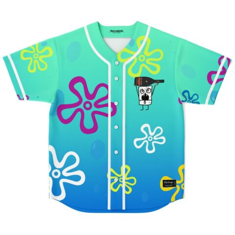 rave baseball jersey — doodlebob, aqua – back view