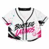 Bootleg Latinos cropped rave baseball jersey — graffiti brush, white