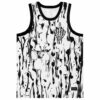 rave basketball jersey — all-over print, black white – back view
