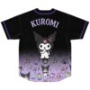 rave baseball jersey — sanrio kuromi, black upper – back view