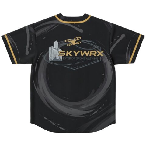 rave baseball jersey — custom business, black – back view