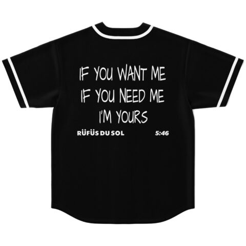 Rufus Du Sol rave baseball jersey — text only, black