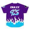 rave baseball jersey — tribal flame, purple – back view
