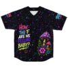 Johntronics rave baseball jersey — psychedelic amanita, black