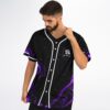 Purple liquid rave baseball jersey, black with purple marbled swirls and white trim – view 4