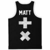 Black Martin Garrix fan rave basketball jersey with the white geometric hexagon-lion emblem and artist name on the front – front view