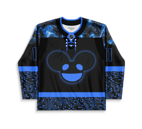 deadmau5 rave hockey jersey — glowing blue, black