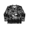 Lost Lands rave hockey jersey — monochrome camouflage, grayscale — – back view