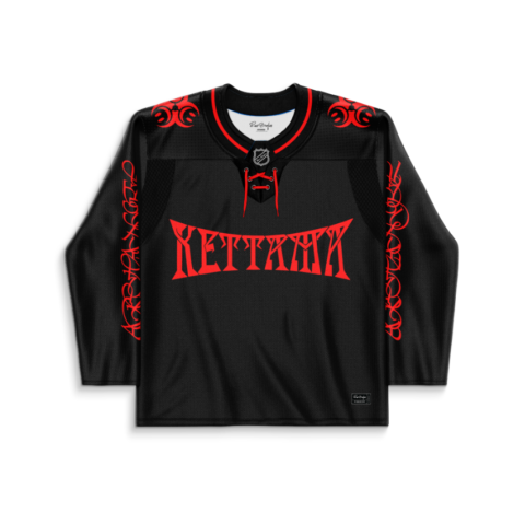 KETTAMA rave hockey jersey — gothic kettama, black – back view