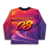 rave hockey jersey — flowing liquid, sunset gradient – back view