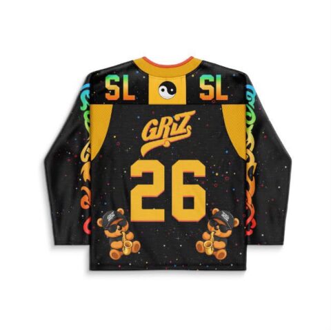 GRiZ rave hockey jersey — cosmic space, black – back view