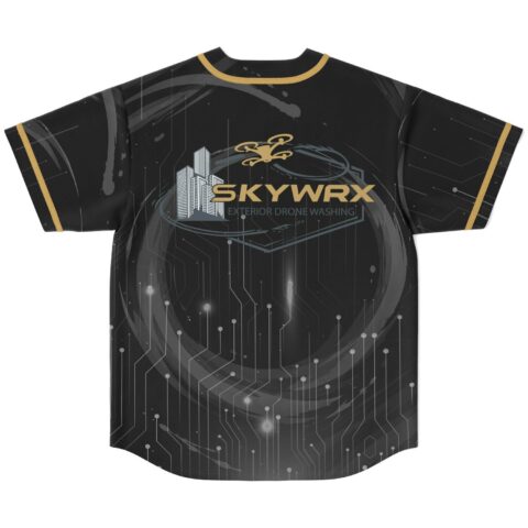 rave baseball jersey — custom business, black – back view