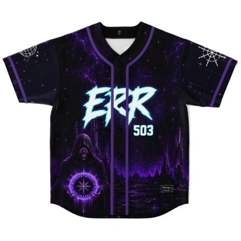 rave baseball jersey — dark cyber, deep purple – back view
