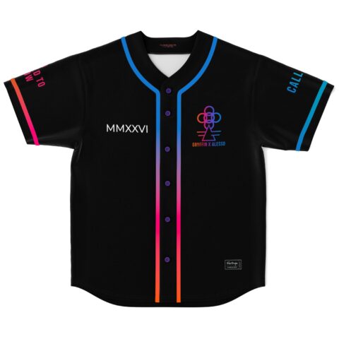 Gryffin rave baseball jersey — gryffin x, black – back view