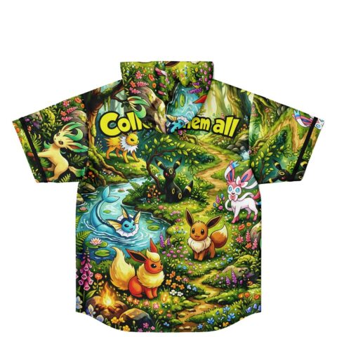 rave hooded baseball jersey — pokemon eevee, vibrant – back view