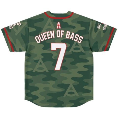 Jessica Audiffred rave baseball jersey — camo, green woodland – back view