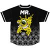 Subtronics fan rave baseball jersey, black fading to white cube gradient with the cyclops logo on the chest – front