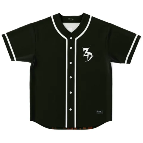 Zeds Dead rave baseball jersey — retro crt, black – back view