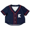 Kaskade cropped rave baseball jersey — kaskade k, navy blue – back view
