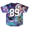 Back view of anime galaxy baseball jersey showing custom number 89 over cosmic monster design