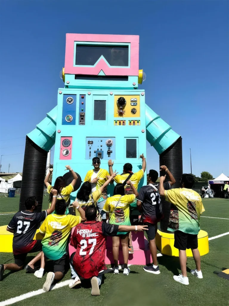 Rave crew in matching custom jerseys with the number 27 on the back