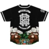 Back view showing bone-lettered emblem, Show Love Spread Love banners, and cartoon bear campsite design