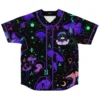 rave baseball jersey — psychedelic mushrooms, black
