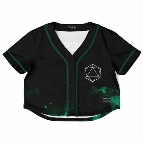 Green Galaxy Crop Jersey with Geometric Print — view 1