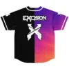 Slander Excision Orange Purple Split Rave Baseball Jersey – view 4