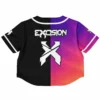 Slander Excision Orange Purple Split Rave Cropped Baseball Jersey – view 4