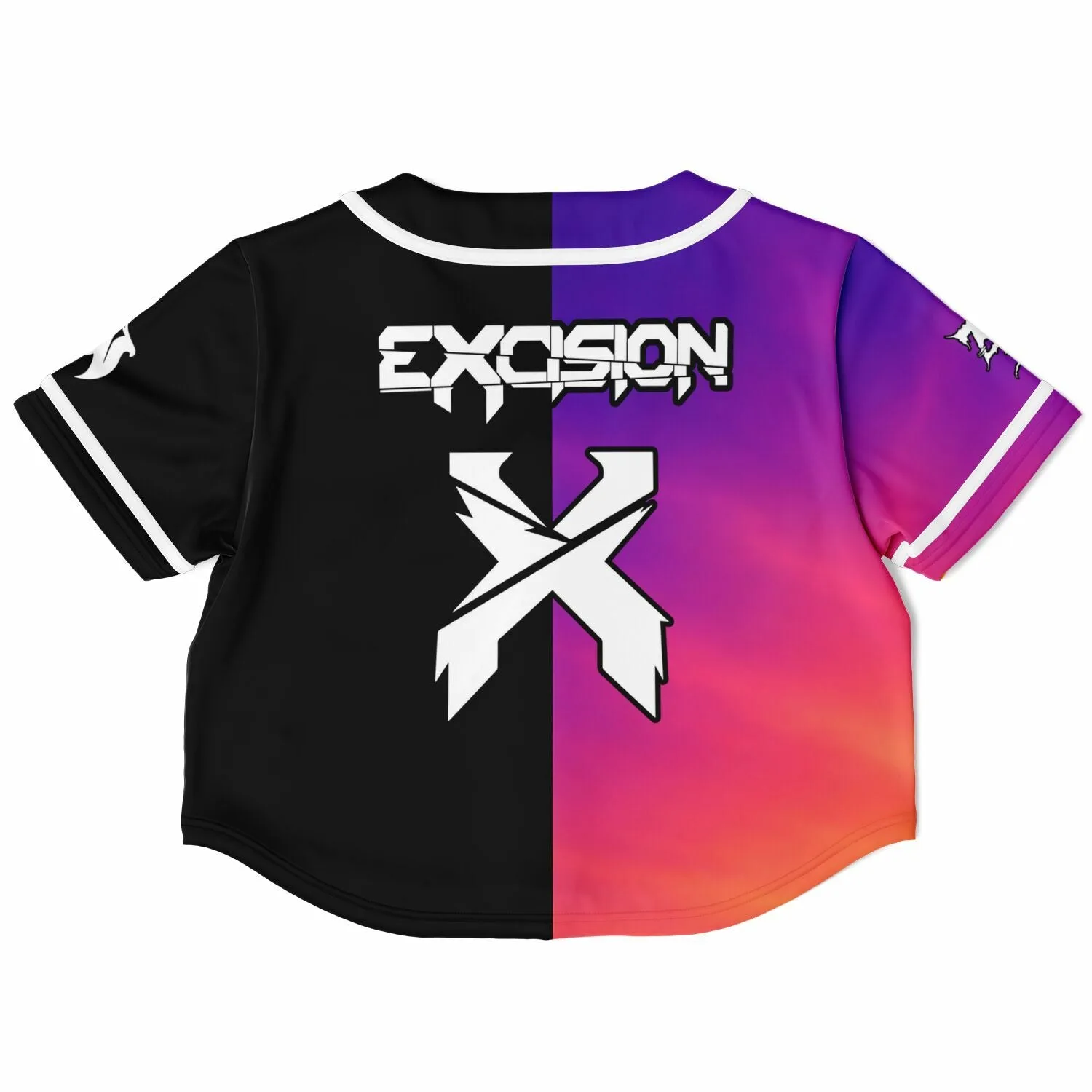 Slander Excision Orange Purple Split Rave Cropped Baseball Jersey – view 4