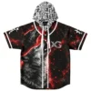 rave hooded baseball jersey — two howling, black red