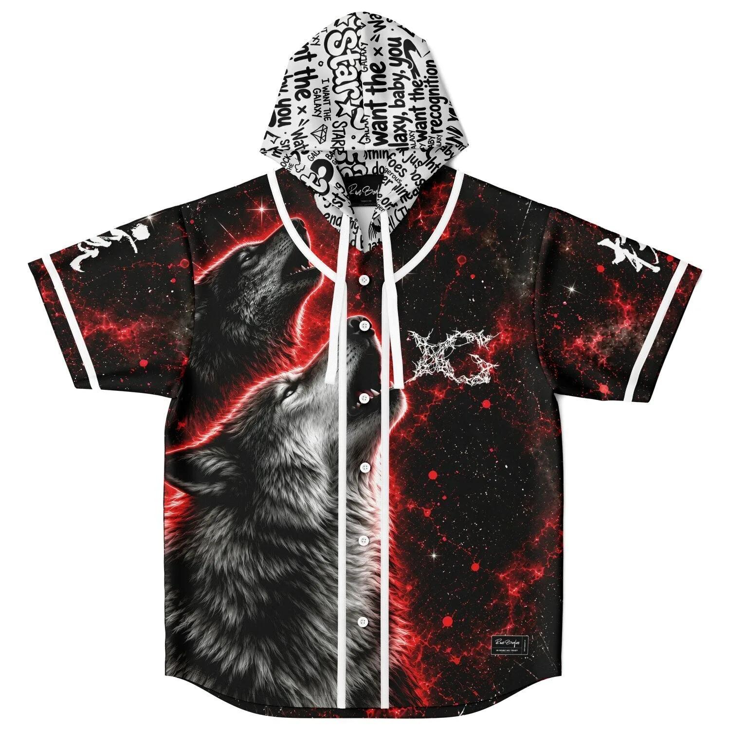 Howling Wolf Galaxy Hooded Baseball Jersey — view 1