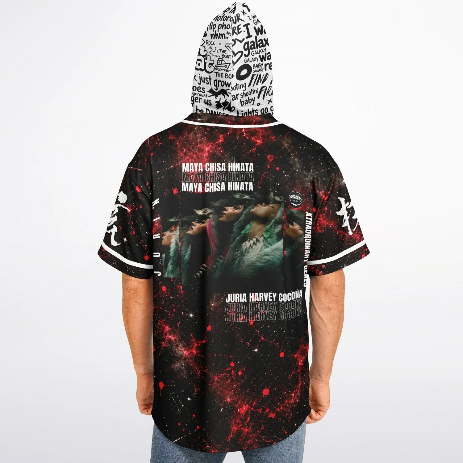 Howling Wolf Galaxy Hooded Baseball Jersey โ view 3