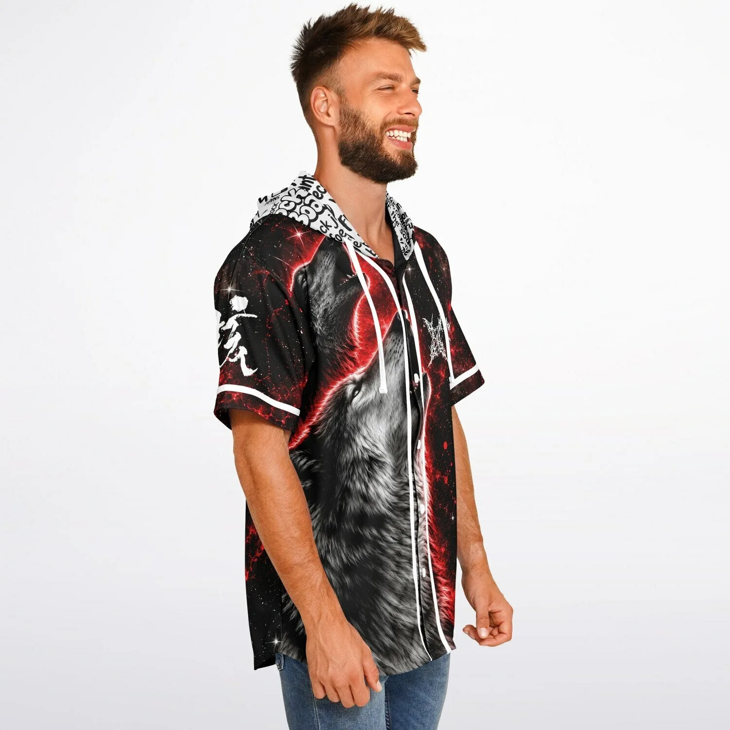 Howling Wolf Galaxy Hooded Baseball Jersey โ view 5