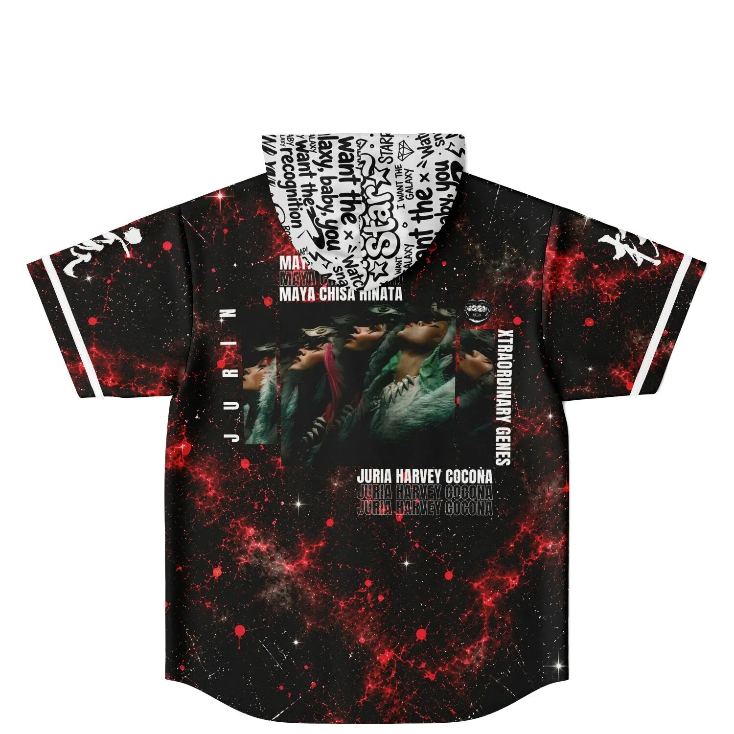 Howling Wolf Galaxy Hooded Baseball Jersey โ view 6