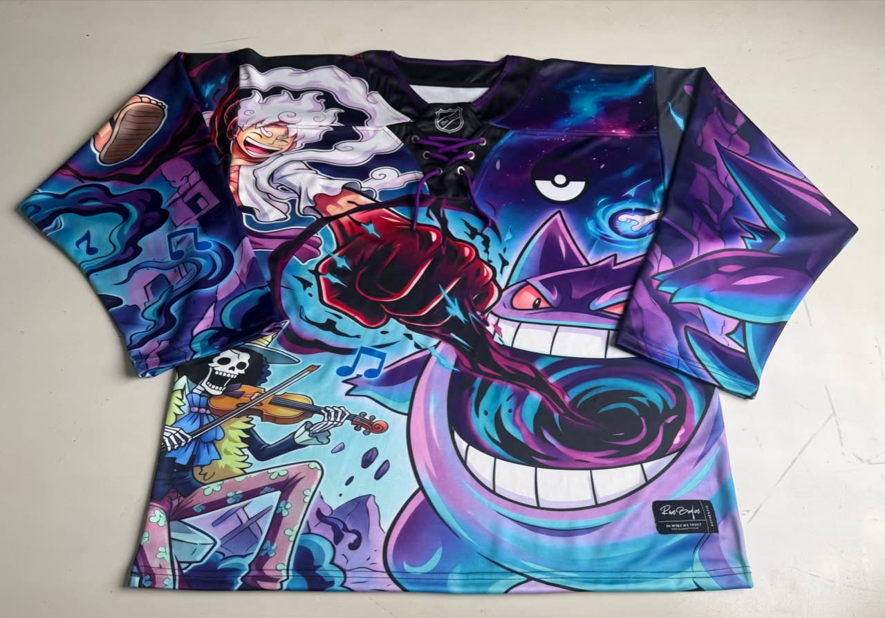 Click to view full screen Purple Anime Rave Hockey Jersey photo review