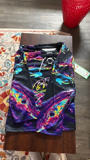 Click to view full screen GRiZ Neon Psychedelic Oil Rave Hockey Jersey photo review