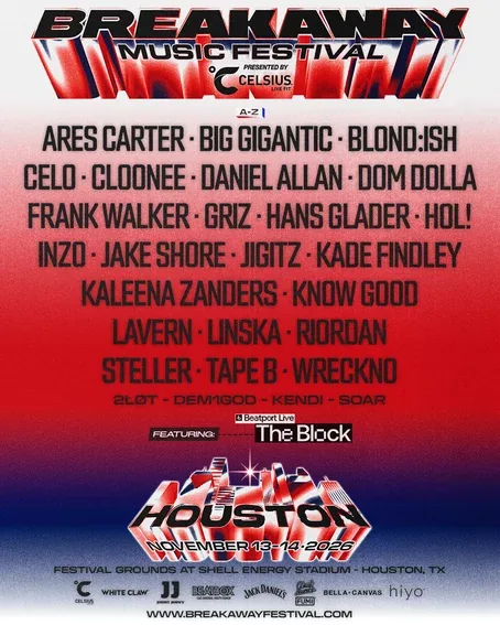 Breakaway Houston 2026 official lineup poster
