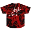 Red & Black Marble Baseball Jersey with Chest Logo — view 2