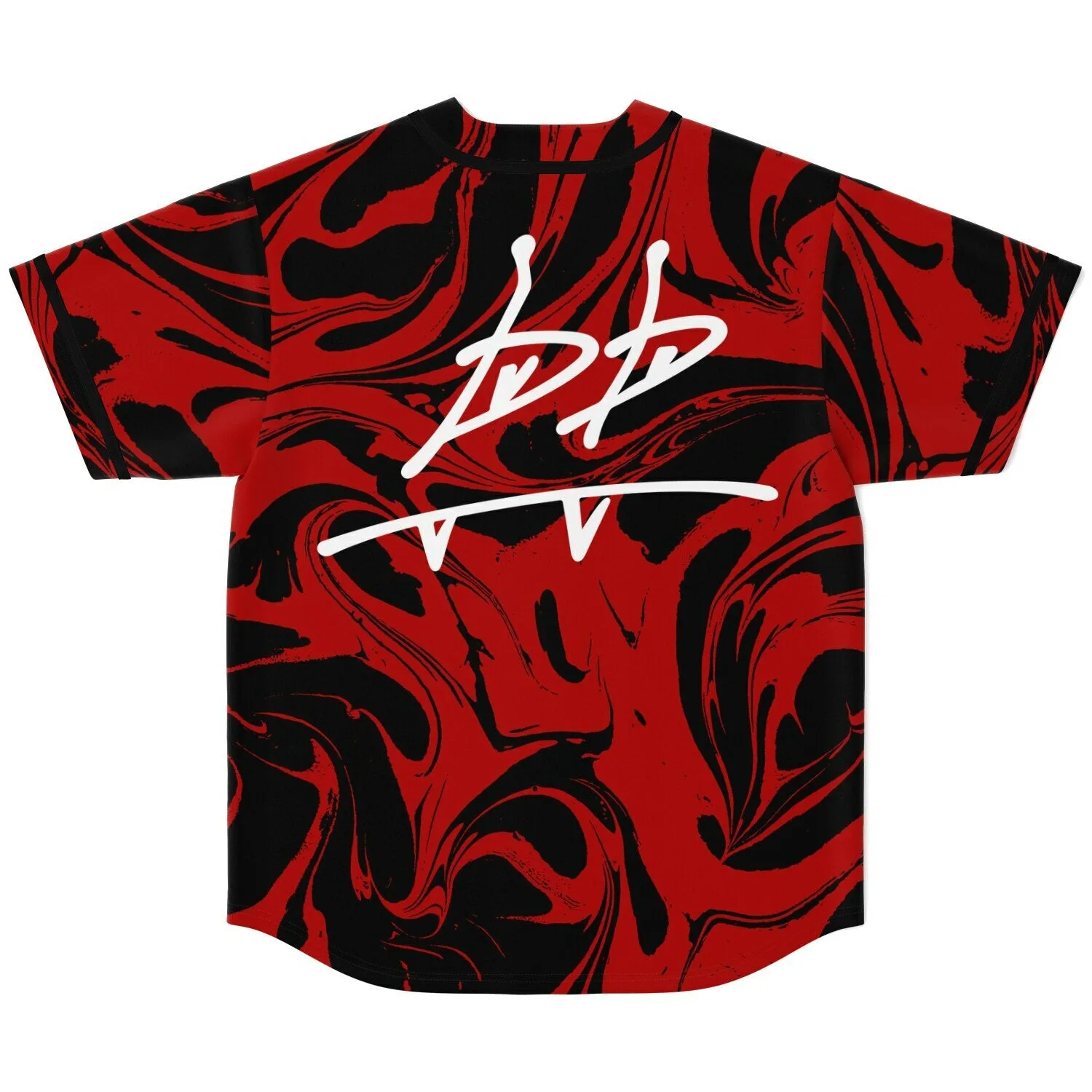 Red & Black Marble Baseball Jersey with Chest Logo โ view 2