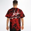 Red & Black Marble Baseball Jersey with Chest Logo — view 3